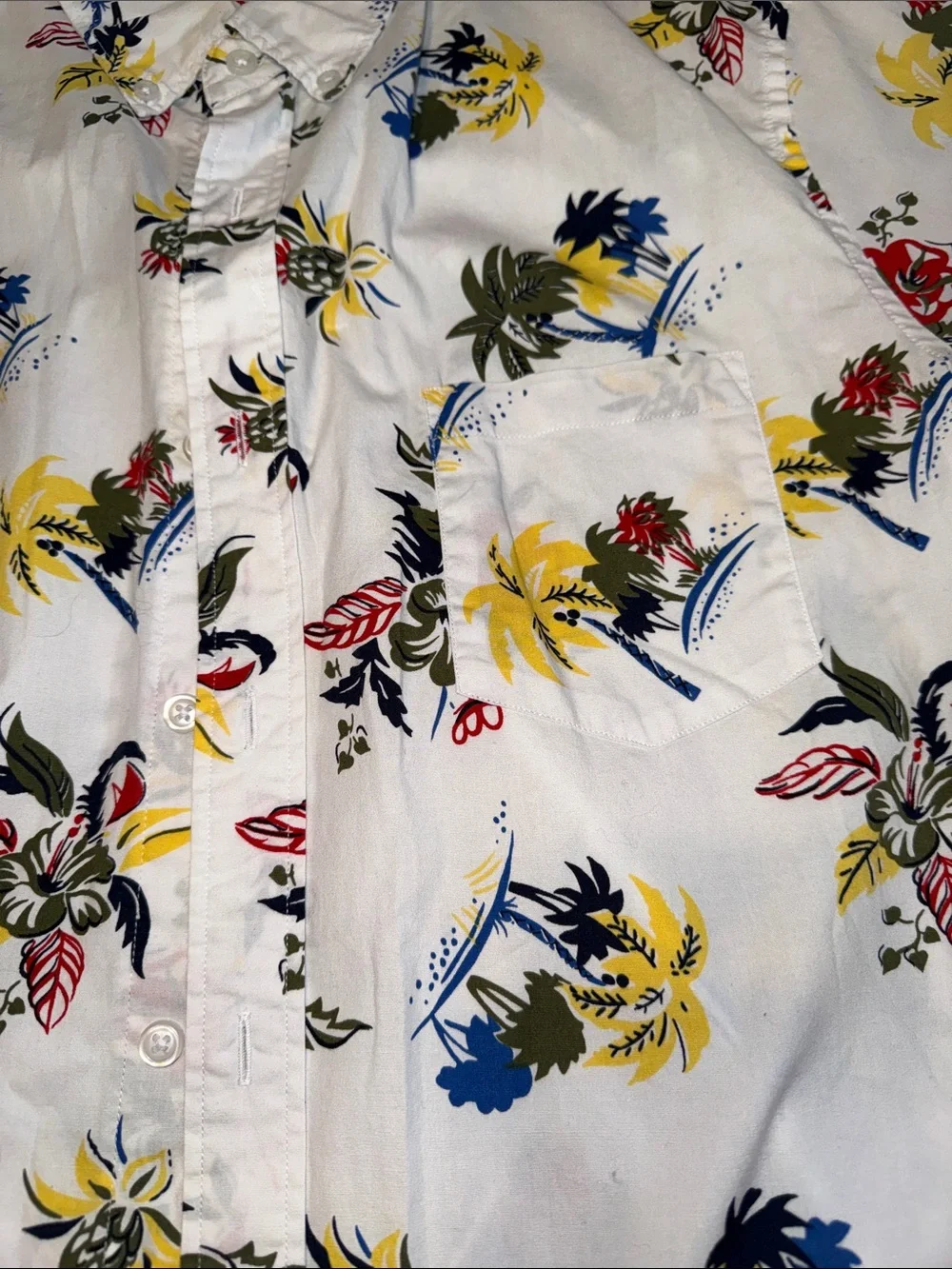 J. Crew White Short-Sleeve Hawaiian Floral Button-Down Shirt